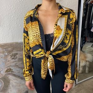Long Sleeve Button Up Versace Inspired Print